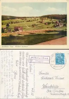 08248 Mühlleithen (Vogtl) Landpoststempel AK Hotel Buschhaus 5.8.1958