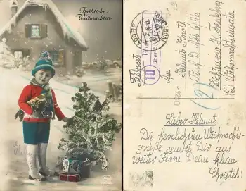 08626 Gunzen über Adorf (Vogtl) 10 Landpoststempel auf Amag Weihnachtskarte o 20.12.1944