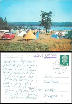 09487 Dörfel Landpoststempel auf AK Ehrenfriedersdorf Campingplatz o 16.8.1972