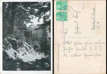 09661 Schegel über Hainichen Landpoststempel auf AK Soierngebirge bei Krünn o 1.1.1955