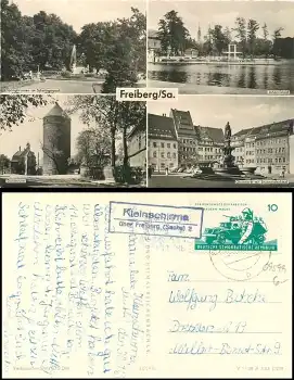 09600 Kleinschirman über Freiberg (Sachs) 2 Landpoststempel auf AK o 30.7.1963