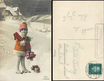 09337 Hüttengrund Hohenstein-Ernstthal Land Landpoststempel auf Neujahrskarte 31.12.1929