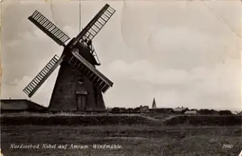 25946 Nebel Amrum Windmühle gebr. ca. 1950
