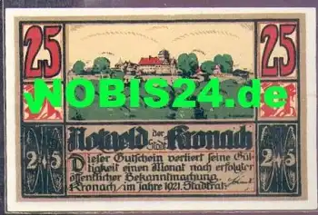 96317 Kronach Städtenotgeld 25 Pfennige 1921