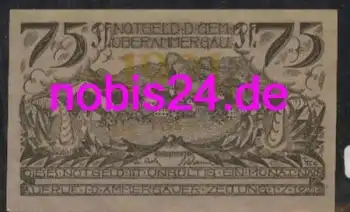82487 Oberammergau Notgeld 75 Pfennige um 1920