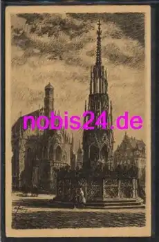 Nürnberg Schöner Brunnen Künstlerkarte *ca.1910