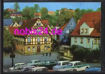 01848 Hohnstein Markt mit Autos o 8.3.1975