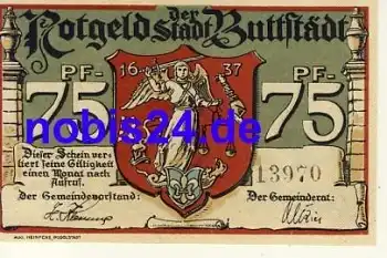 99628 Buttstädt Notgeld 75 Pfennige 1921