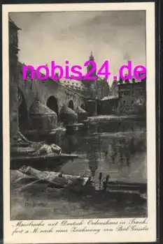 Frankfurt Main Mainbrücke Künstlerkarte Geißler 21  *ca.1920