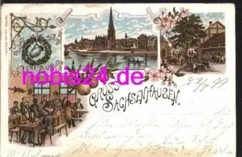 Sachsenhausen Frankfurt Main Litho Gasthof o 2.7.1899 Bahnpoststempel Kassel Frankfurt ZUG 43