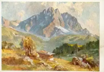 Müller-Schwaben Künstlerkarte  "Almhütte"  *ca. 1940