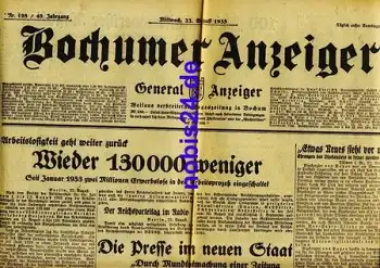 Bochumer Anzeiger 198 Jahrgang 1933