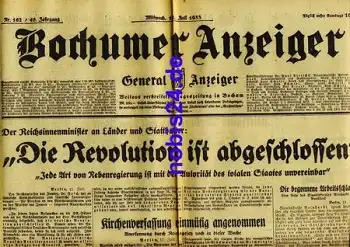 Bochumer Anzeiger 162 Jahrgang 1933