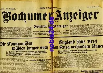 Bochumer Anzeiger 182 Jahrgang 1933