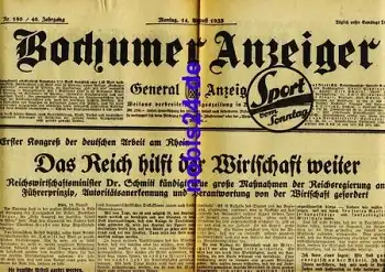 Bochumer Anzeiger 190 Jahrgang 1933
