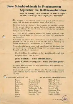 08280 Oberschlema Flugblatt der AG "Wismut"  zur Wettbewerbsfahne 1949