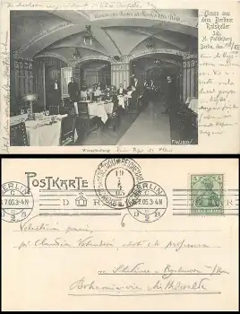 Berlin Ratskeller Weinabteilung o Maschinenstempel Berlin c D2B 18.7.1905
