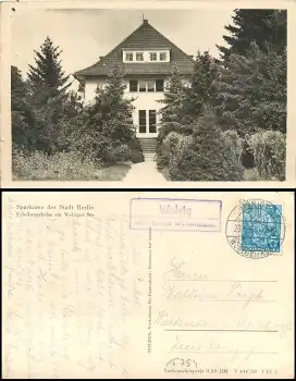 15754 Wolzig über Königs Wusterhausen Landpoststempel auf Erholungsheim der Sparkasse Berlin o 28.5.1958