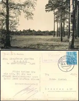 16837 Kagar über Rheinsberg Landpoststempel auf AK 23.5.1959 Hanich