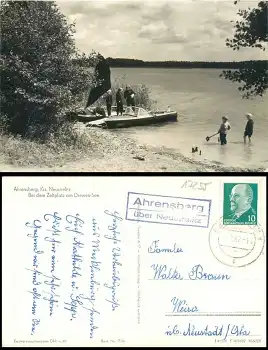 17255 Ahrensberg über Neustrelitz Landpoststempel auf AK Zeltplatz Drewen See o 3.8.1962 Hanich0716