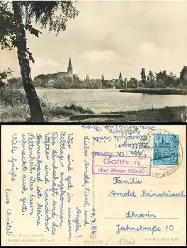 17207 Gotthun über Waren(Müritz) Landpoststempel auf AK Röbel o 16.7.1956