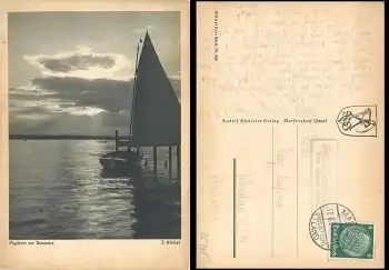 25718 Adolf Hitlerkoog über Marne (Holst) Landpoststempel auf AK o 17.8.1937