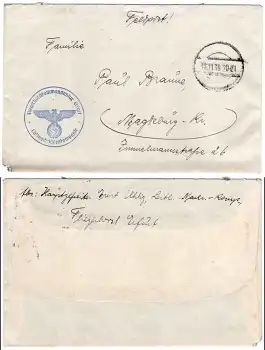 Fliegerhorstkommandantur Erfurt Luftnachrichtenkompanie Feldpost 2. WK stummer Stempel 18.11.1939