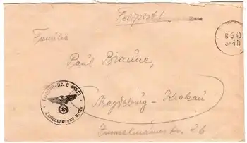 Feldpost-Nr. L 38512 Luftpostamt Berlin stummer Stempel 8.5.1940 ​​​​​​​vermutlich Fliegerhorst-Kommandantur (E) 2/IV