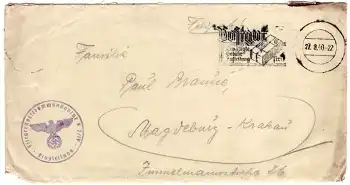 Fliegerhorstkommandantur E 2/IV Flugleitung Feldpost 2.WK o stummer Stempel 27.8.1940