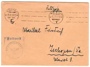 Panzertruppenschule Feldpost 2.WK o Wischau 1 9.9.1943
