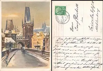 34508 Hemmighausen über Korbach 16 Landpoststempel auf Künstlerkarte Prag o 15.5.1956