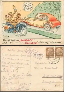 Lonnerbecke über Fürstenau (Kreis Berstenbrück) Landpoststempel auf Werbekarte Schlichte "Steinhagen"  o 20.12.1938