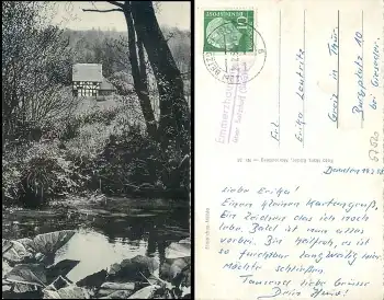 57520 Emmerzhausen über Betzdorf (Sieg) Landpoststempel auf AK Steinches Mühle o 20.2.1958