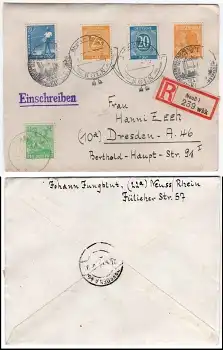 Neuß 1 R-Brief mit Sonderstempel Rhein-Posta Köln 12.4.1947 nach Dresden