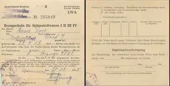 Haldensleben Bezugsschein für Spinnwaren Provinz Sachsen 20.12.1945