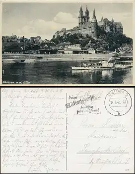 Meißen Elbdampfschiff " Lössnitz" auf Feldpostkarte o Meißen 2 14.4.1941