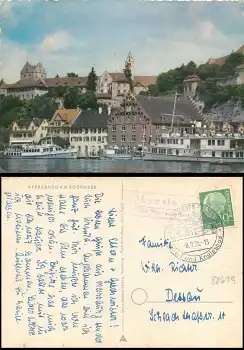 88699 Leustetten über Überlingen 17b Landpoststempel auf AK Meersburg o 8.8.1955