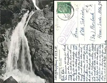 72270 Schliffkopf über Freudenstadt Landpoststempel auf AK Allerheiligen Wasserfall o 25.9.1954