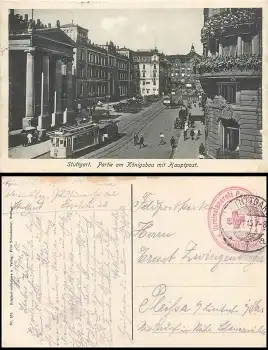 Stuttgart Königsbau mit Feldpoststempel Vereinslazarett Paulinenspital o 15.11.1915