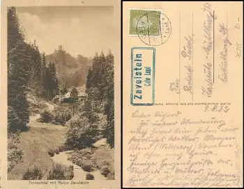 75385 Zavelstein Calw Land Landpoststempel auf AK Teinachtal o 10.8.1932