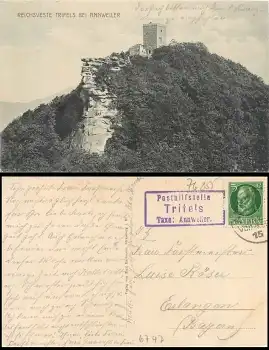 76855 Trifels Taxe: Annweiler Posthilfsstelle auf AK Veste o 11.7.1915