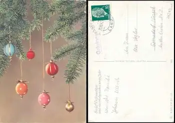 99718 Grüningen über Sondershausen Landpoststempel auf Weihnachtskarte o 21.12.1962