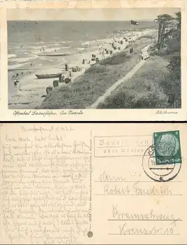 Bauerhufen über Köslin Landpoststempel auf AK o 16.9.1937