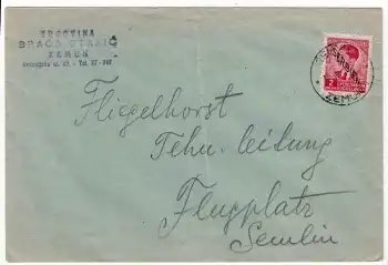 Serbien unter Deutscher Besetzung Michel 5 Einzelfrankatur auf Brief o Zemun 1941