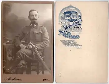 k.u.k. Armee 1.WK  Feldwebel Cabinet Photo 105 x 165  um 1915