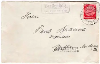72119 Breitenholz über Herrenberg Landpoststempel auf Brief o 1.6.1935