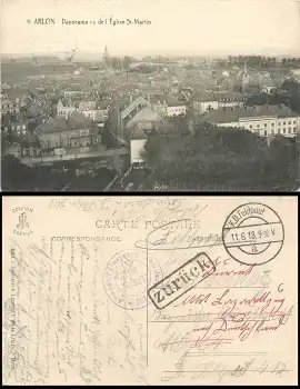 Fernsprech Abteilung 105  Feldpost 11.6.1918 auf AK Arlon