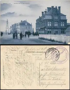 Matrosenartillerie Abteilung Feldpost 7.1.1915 quf AK Zeebrugge Hotel de la Begassine