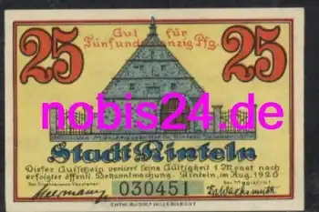 31737  Rinteln Notgeld 25 Pfennige 1920
