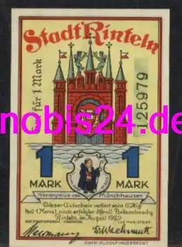 31737 Rinteln Notgeld 1 Mark 1920